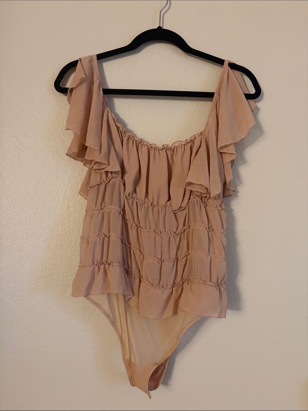 Free People Blush Pink Ruffled Bodysuit
